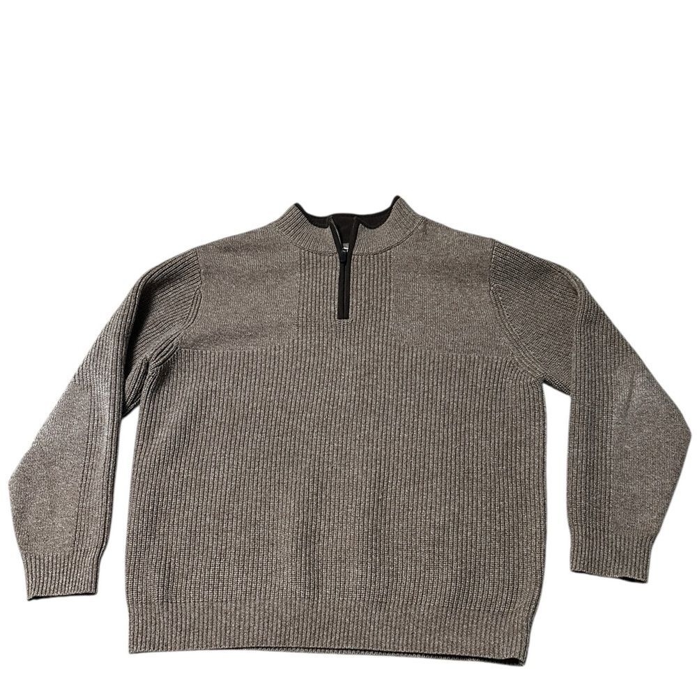 L.L. Bean 100% Lambswool Quarter Zip Sweater Men’s XL Brown Merino Wool Pullover
